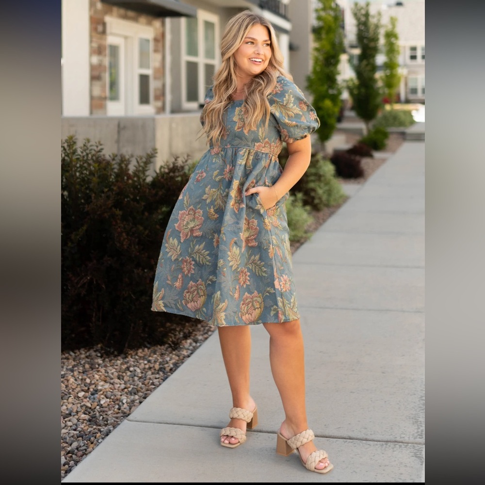 $10 add on- Teal Floral Dress